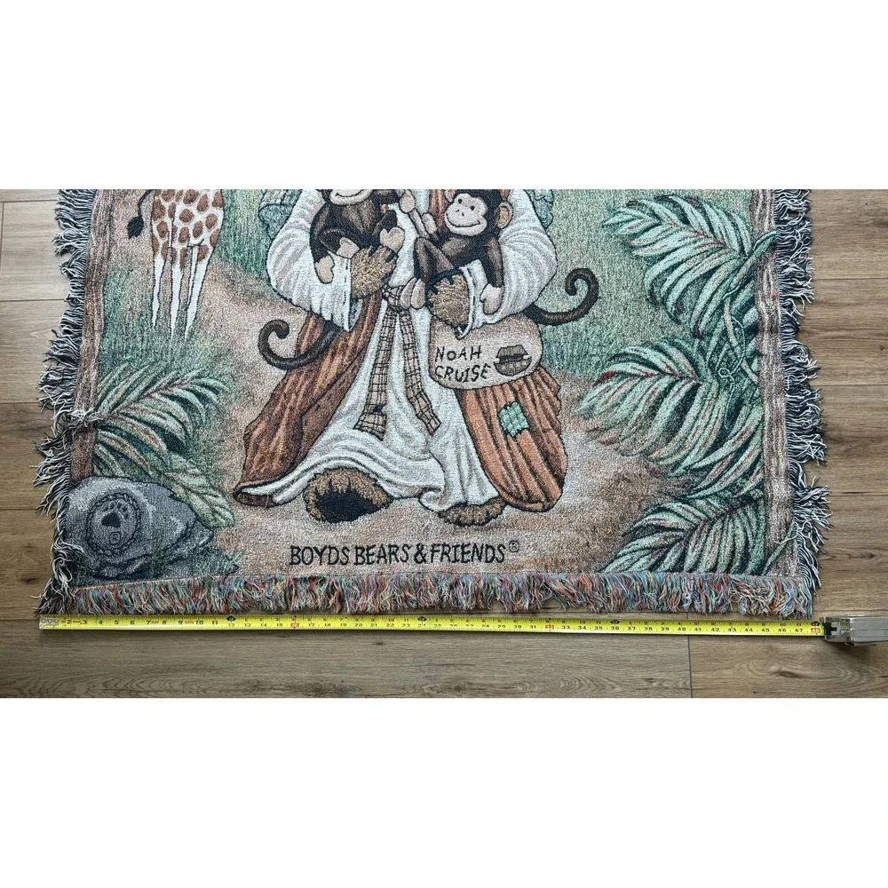 Boyds Bears & Friends Noah’s Cruise Woven Throw Blanket Tapestry 48x65